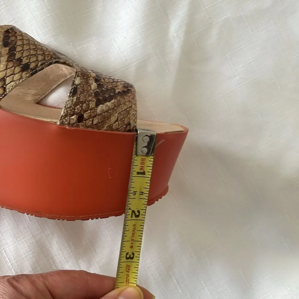 DONNABELLA SNAKESKIN WITH CONTRASTING ORANGE PLATFORM.   NEW